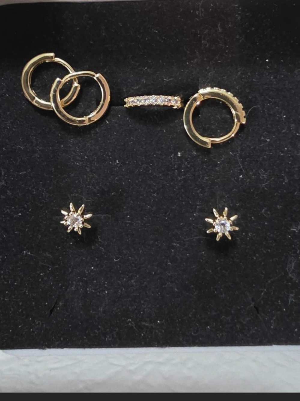 Gold Colored Huggie & Stud Earring Set - Women Jewelry